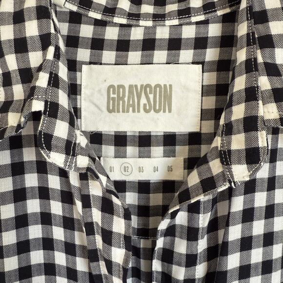 Grayson The Hero Gingham Plaid Button Down Shirt in Black White Small - Picture 8 of 8